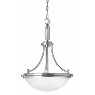 Sea Gull Lighting Winnetka 3 Light Brushed Nickel Fluorescent Pendant with Satin Etched Glass 65661BLE 962