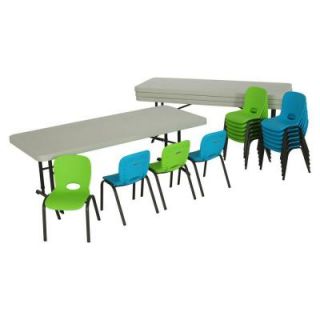 Lifetime 6 ft. Adjustable Table (4 Piece) and Kids Stacking Chair (16 Piece) Combo Set 80520
