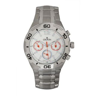 Croton Mens Stainless Steel Multi function White Dial Sport Watch