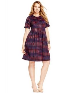 Jessica Howard Plus Size Seam Pleated A Line Dress