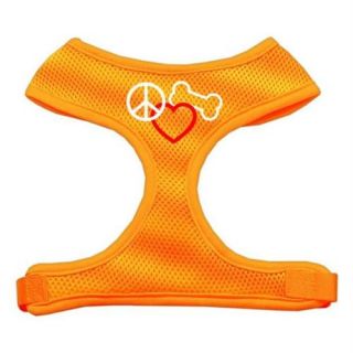 Peace, Love, Bone Design Soft Mesh Harnesses Orange Small