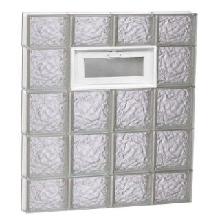 Clearly Secure 31 in. x 34.75 in. x 3.125 in. Ice Pattern Vented Glass Block Window 3236VIC