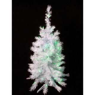 3' Pre Lit White Artificial Christmas Tree   Green Lights