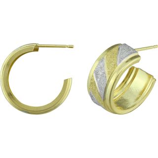 14k Two tone Gold Stripe Hoop Earrings   16812211  