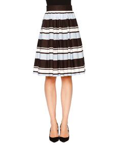 Dolce & Gabbana Striped A Line Party Skirt, Blue/White/Black