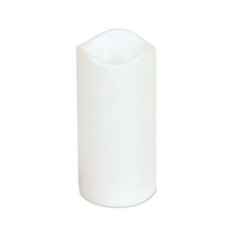 6" White Battery Operated Flameless LED Lighted Outdoor Pillar Candle with Timer