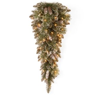 ft. Glittery Bristle Pine Teardrop with Clear Lights   17699536