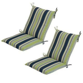 Hampton Bay Burkester Stripe Mid Back Outdoor Chair Cushion (2 Pack) 7410 02002100