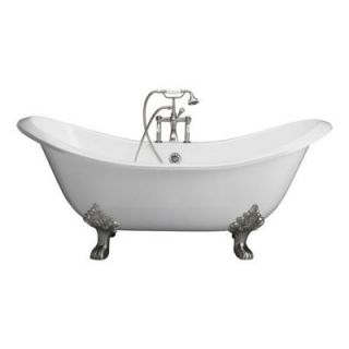 Barclay Products 5.9 ft. Cast Iron Lion Paw Feet Double Slipper Tub in White with Polished Chrome Accessories TKCTDSH CP1