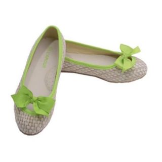 L'Amour Toddler Girls Lime Faux Straw Bow Fashion Flats 7 10 Toddler