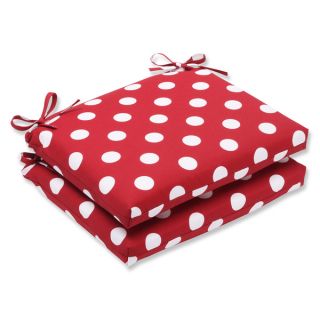 Pillow Perfect Outdoor Red/ White Polka Dot Squared Seat Cushions (Set
