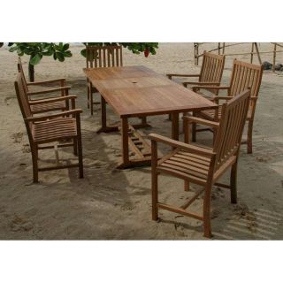 Anderson Teak AT SET 112A Bahama 8 Foot Outdoor Rectangular Extension Dining Table Set with 8 Wilshire Armchairs