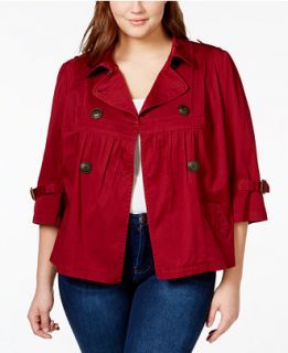 American Rag Plus Size Cropped Double Breasted Trench Jacket, Only at