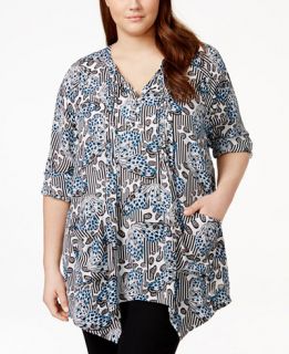 Melissa McCarthy Seven7 Plus Size Butterfly Print Tunic Top   Tops