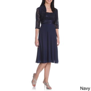 DFI Womens Spaghetti Strap Sequin Detail Bolero 2 piece Dress in Navy