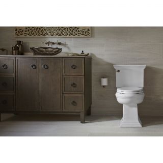 Kohler K 6669 Memoirs Stately Comfort Height 2 Piece Elongated 1 28 GPF Toilet with AquaPiston Flush Technology Concealed Trapway and Left Hand Trip L
