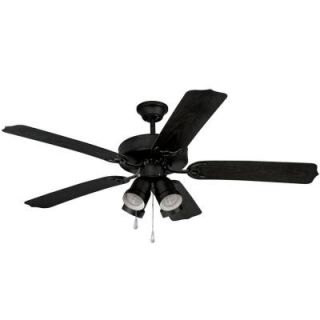 Yosemite Home Decor Sharon 52 in. Outdoor Black Frame Ceiling Fan with Light Kit and Blades DISCONTINUED SHARON BL
