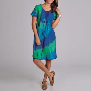 La Cera Womens Tie dye Short Sleeve Dress   Shopping   Top