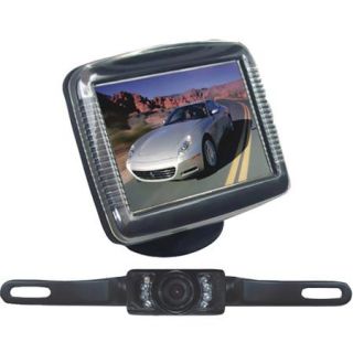 Pyle PLCM36 3.5" Slim TFT LCD Universal Mount Monitor with License Plate Mount and Rearview Camera