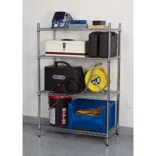 Strongway Heavy-Duty Wire Shelving System — 4 Shelves, 800-Lb. Capacity Per Shelf, 36in.W x 18in.D x 54in.H  Mobile Wire Shelving   Carts