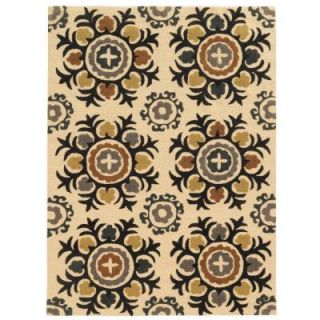 Linon Home Decor Trio Collection Ivory and Multi 8 ft. x 10 ft. Indoor Area Rug RUG TAF1081