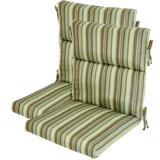 Hampton Bay Spa Stripe Deluxe High Back Outdoor Chair Cushion (2 Pack) 7719 02222300
