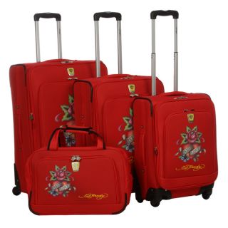 Ed Hardy France Eternal Love Red 4 piece Luggage Set  