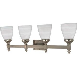Glomar 4 Light Brushed Nickel Vanity Light with Sculptured Glass Shade HD 594