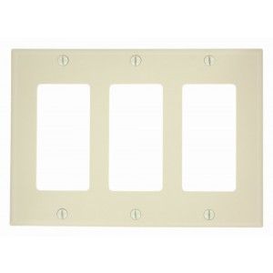 Leviton 80411 NI Decora/GFCI Wall Plate, 3 Gang, Nylon, Ivory, Standard