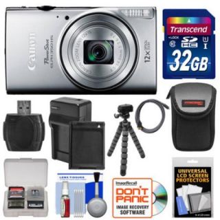 Canon PowerShot Elph 350 HS Wi Fi Digital Camera (Silver) with 32GB Card + Battery & Charger + Case + Tripod + Kit