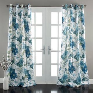 Floral Paisley Window Curtains Blue Set