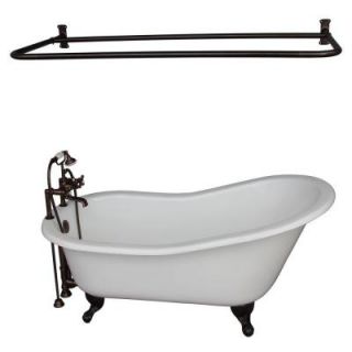 Barclay Products 5 ft. Cast Iron Ball and Claw Feet Slipper Tub in White with Oil Rubbed Bronze Accessories TKCTSH60 ORB6