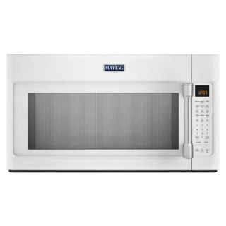 Maytag 1.9 cu. ft. Over the Range Convection Microwave in White with Stainless Steel Handle with Sensor Cooking MMV6190DH
