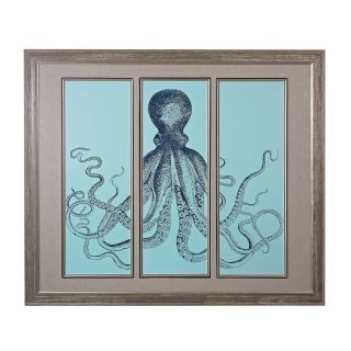 Sterling Industries 151 006 Octopus Triptych Fine Art Giclee Under Glass