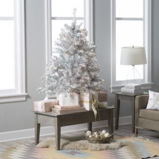 4.5 ft. Classic Silver Clear Pre Lit Full Tabletop Christmas Tree   Christmas Trees