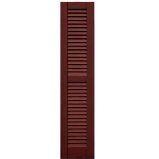 Winworks Wood Composite 12 in. x 55 in. Louvered Shutters Pair #650 Board and Batten Red 41255650