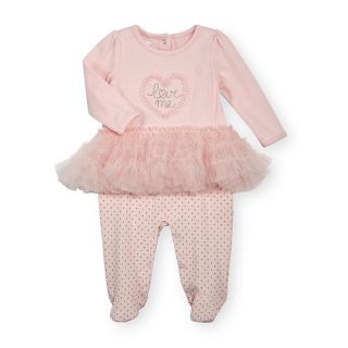 Koala Baby Girls Pink Tiered Tutu Footed Coverall with Heart Detail    Babies R Us
