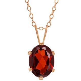 1.40 Ct Oval Shape Red Garnet Rose Gold Plated Silver Pendant