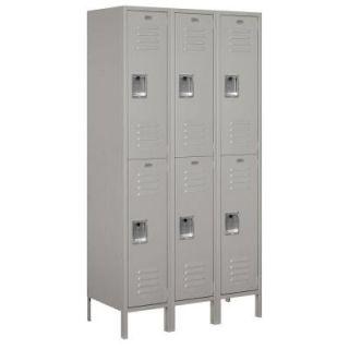Salsbury Industries 52000 Series 45 in. W x 78 in. H x 18 in. D Double Tier Extra Wide Metal Locker Assembled in Gray 52368GY A