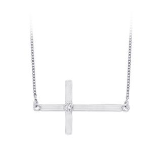 10k White Gold Diamond Accent Cross Necklace   17105480  
