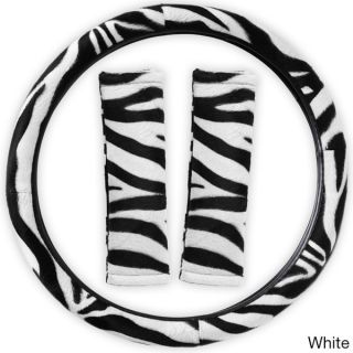 Oxgord Safari Zebra/ Tiger Plush Auto Steering Wheel Cover and Belt