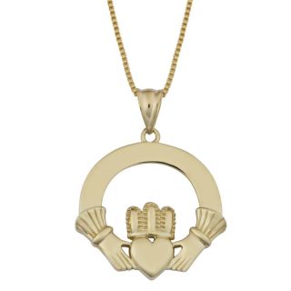 Fremada 10k Yellow Gold High Polish Claddagh Pendant on Complementary