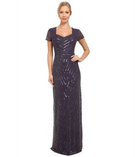Adrianna Papell Beaded Mermaid Gown with Cap Sleeve