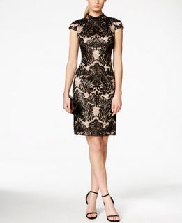 Vince Camuto Cap Sleeve Lace Overlay Dress   Dresses   Women