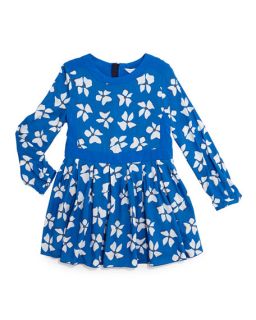 Little Marc Jacobs Long Sleeve Floral Print Dress, Blue, Size 4 12