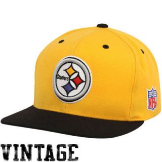 Mitchell & Ness Pittsburgh Steelers Gold Black Two Tone Vintage Snapback Adjustable Hat