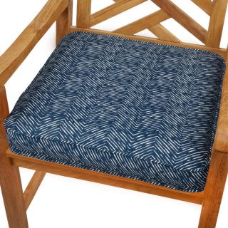 Navy Herringbone 20 inch Indoor/ Outdoor Corded Chair Cushion