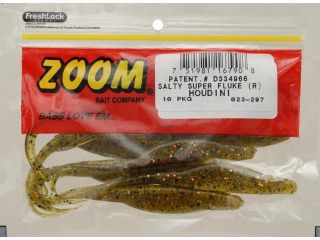 Zoom Soft Plastic Bass Fishing Bait 023 297 Salty Super Fluke Houdini