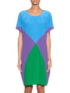 Colour block short sleeved silk dress  Tomas Maier US
