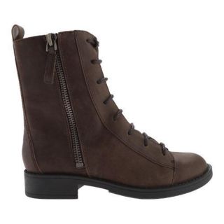 Womens Nine West Froyo Combat Boot Dark Brown Leather   17621650